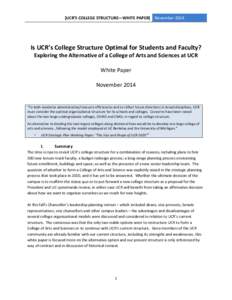 UCR’s College Structure—WHITE PAPER