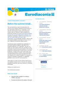 Eurodiaconia events E-news Eurodiaconia #231, 25 July 2014   10-12 September, Gothenburg,