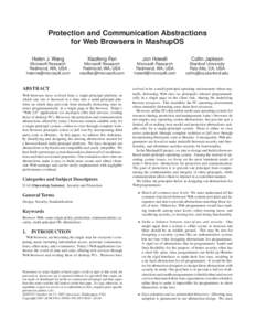 Protection and Communication Abstractions for Web Browsers in MashupOS Helen J. Wang Xiaofeng Fan