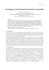 Algebraic combinatorics / Representation theory / Symmetric functions / Littelmann path model / Littlewood–Richardson rule / Jeu de taquin / Young tableau / Abstract algebra / Algebra / Mathematics