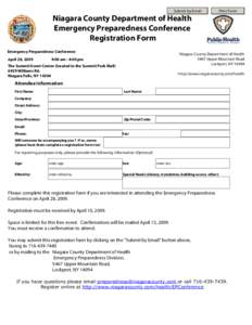 Submit by Email  Niagara County Department of Health Emergency Preparedness Conference Registration Form Emergency Preparedness Conference