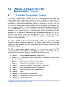 [removed]Planned Improvements to the Transportation System The Unified Transportation Program