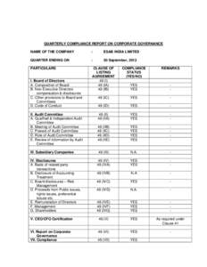 Audit committee / Committees / Business / Audit / Clause 49 / Auditing / Corporations law / Corporate governance