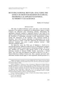 Copyright 2012 by Northwestern University School of Law Northwestern University Law Review Colloquy Vol[removed]REVIVING NATIONAL MUFFLER: ANALYZING THE