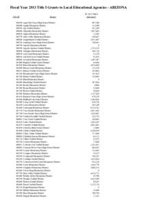 Fiscal Year 2013 Title I Grants to Local Educational Agencies - ARIZONA LEA ID[removed][removed]