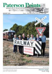 Paterson Points NEWSLETTER OF THE RAIL MOTOR SOCIETY INCORPORATED august 2013  Inside...