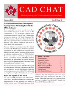 CAD CHAT A PUBLICATION OF THE CANADIAN ASSOCIATION OF THE DEAF Summer 2003 Vol. 15 Issue 2
