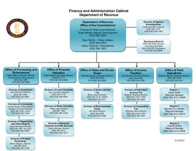 Finance and Administration Cabinet Department of Revenue Department of Revenue Office of the Commissioner Thomas B. Miller-Commissioner Elyse Weigel-Deputy Commissioner