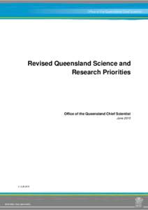 Revised Queensland Science and Research Priorities Office of the Queensland Chief Scientist June 2015