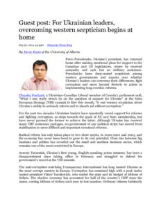 Guest post: For Ukrainian leaders, overcoming western scepticism begins at home Sep 30, 2014 4:34pm  Financial Times Blog