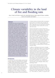 The Australian Journal of Emergency Management, Vol. 21 No. 2, May[removed]Climate variability in the land of fire and flooding rain Kiem, Franks and Verdon examine the relationship between multi-temporal climate variabili