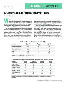 ECONOMIC Synopsesn Number 23 A Closer Look at Federal Income Taxes Fernando M. Martin, Senior Economist