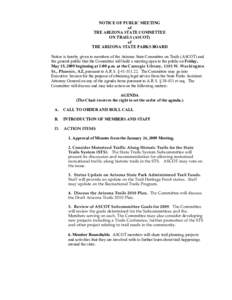 NOTICE OF PUBLIC MEETING of THE ARIZONA STATE COMMITTEE ON TRAILS (ASCOT) of THE ARIZONA STATE PARKS BOARD