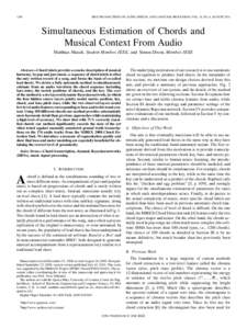 1280  IEEE TRANSACTIONS ON AUDIO, SPEECH, AND LANGUAGE PROCESSING, VOL. 18, NO. 6, AUGUST 2010 Simultaneous Estimation of Chords and Musical Context From Audio