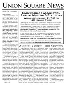 UNION SQUARE NEWS January 2004 FROM  THE