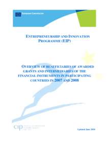 Overview of beneficiaries of awarded grants and intermediaries of the financial instruments in participating countries in 2007 and 2008