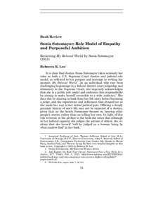 Book Review  Sonia Sotomayor: Role Model of Empathy and Purposeful Ambition Reviewing My Beloved World by Sonia Sotomayor (2013)