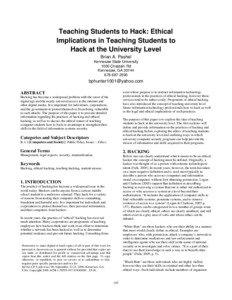 Teaching Students to Hack: Ethical Implications in Teaching Students to Hack at the University Level