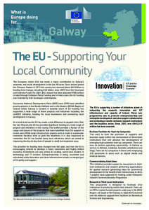 The EU -Supporting Your Local Community The European Union (EU) has made a major contribution to Galway’s economic and social development in the last 40 years. Since Ireland joined the Common Market in 1973 the country