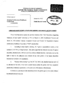 Amended Joint Stipulations Regarding Testimony of Kim Ogden