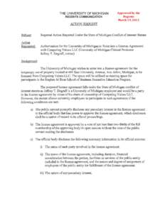 THE UNIVERSITY OF MICHIGAN REGENTS COMMUNICATION Approved by the Regents March 19, 2015