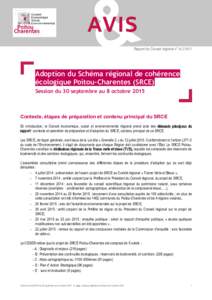 Rapport du Conseil régional n° A.II.VIII.1  Adoption du Schéma régional de cohérence écologique Poitou-Charentes (SRCE) Session du 30 septembre au 8 octobre 2015