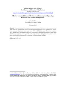 Federal Reserve Bank of Dallas Globalization and Monetary Policy Institute Working Paper No. 226 http://www.dallasfed.org/assets/documents/institute/wpaperspdf  The Asymmetric Effects of Deflation on Consumpti