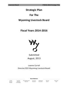 Livestock Board  FY2014-2016 Strategic Plan Strategic Plan For The