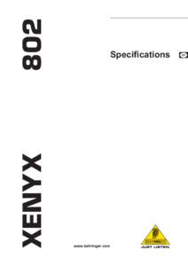 802 XENYX Specifications  XENYX 802