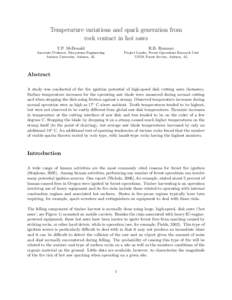 Temperature variations and spark generation from rock contact in hot saws T.P. McDonald R.B. Rummer