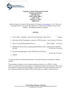 TWIA Voluntary Coastal Wind Insurance Portal Agenda