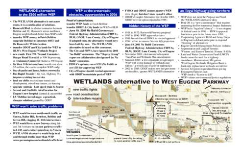 WETLANDS alternative to the $200 million WEP WEP at the crossroads: obstacles, opportunities in 2006