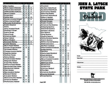 John Latsch State Park Bird Checklist