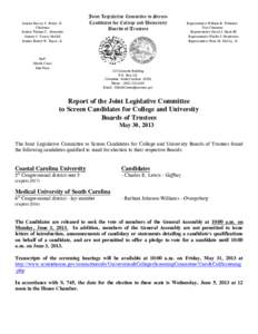 Senator Harvey S. Peeler, Jr. Chairman Senator Thomas C. Alexander Senator J. Yancey McGill Senator Robert W. Hayes, Jr.