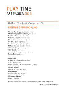 Pl ay time  ARS MUSICA 2013
