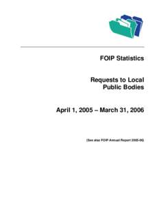 FOIP Statistics  Requests to Local Public Bodies April 1, 2005 – March 31, 2006