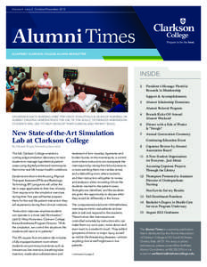 Volume 4 Issue 2 October/November[removed]Alumni Times QUARTERLY CLARKSON COLLEGE ALUMNI NEWSLETTER  INSIDE:
