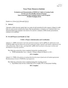 Page 1 of 7 Texas Water Resources Institute Evaluation and Demonstration of BMPs for Cattle on Grazing Lands for the Lone Star Healthy Streams Program