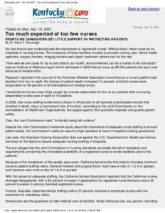 Kentucky.com |  | Too much expected of too few nurses