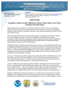 NEWS RELEASE FOR IMMEDIATE RELEASE September 4, 2012 CONTACT USFWS: Ken Foote[removed]or[removed], [removed] .