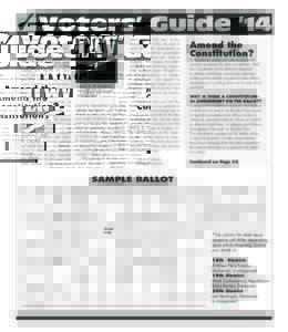 3 Voters’ Guide ‘14 To the voters: The League of Women Voters of Greater Hartford (LWVGH) is pleased to bring you the printed version of the Voters’ Guide for the