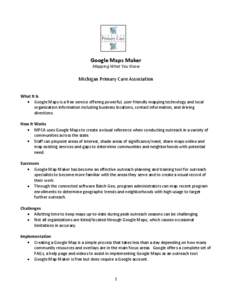 Michigan Primary Care Association, Google Maps Maker fact sheet