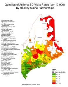 Quintiles of Asthma ED Visits Rates (per 10,000) by Healthy Maine Partnerships 1 Cary Medical Center 2 Aroostook County Action Program