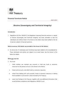 Financial Sanctions Notice[removed]Ukraine (Sovereignty and Territorial Integrity)  Introduction