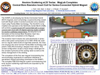 Neutron Scattering at 25 Teslas:  MagLab Completes Conical Bore Resistive Insert Coil for Series-Connected Hybrid Magnet