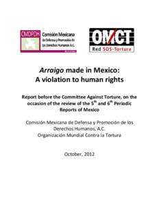 Arraigo made in Mexico: A violation to human rights Report before the Committee Against Torture, on the occasion of the review of the 5th and 6th Periodic Reports of Mexico Comisión Mexicana de Defensa y Promoción de l