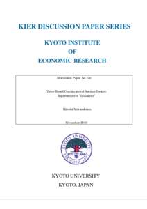 KIER DISCUSSION PAPER SERIES KYOTO INSTITUTE OF ECONOMIC RESEARCH Discussion Paper No.742