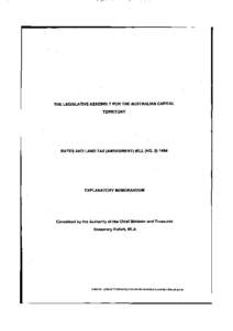 THE LEGISLATIVE ASSEMBLY FOR THE AUSTRALIAN CAPITAL TERRITORY RATES AND LAND TAX (AMENDMENT) BILL (NO[removed]EXPLANATORY MEMORANDUM