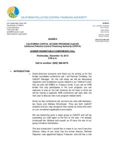 CALIFORNIA POLLUTION CONTROL FINANCING AUTHORITY  MEMBERS 915 Capitol Mall, Room 457 Sacramento, CA 95814