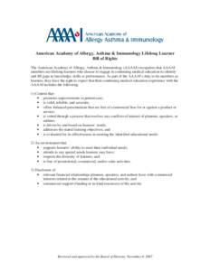 AAAAI Learner Bill of Rights 2011